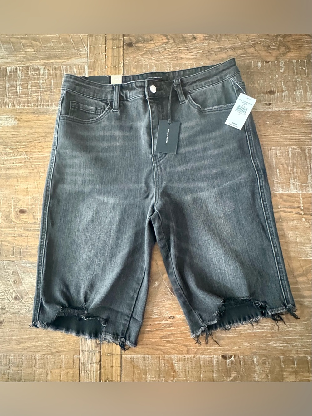 New Flying Monkey Black High-Rise Bermuda Jean Shorts, Size 31